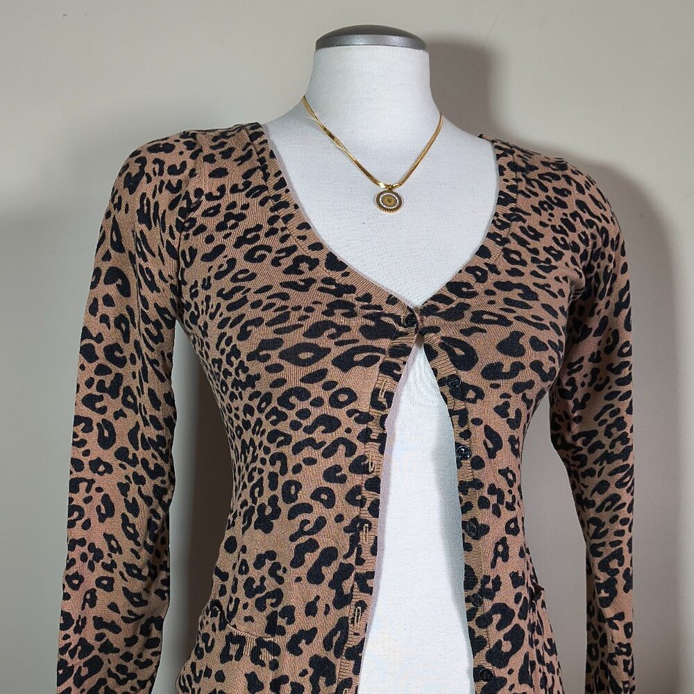 DINAMITE Leopard Long Sleeve Cardigan